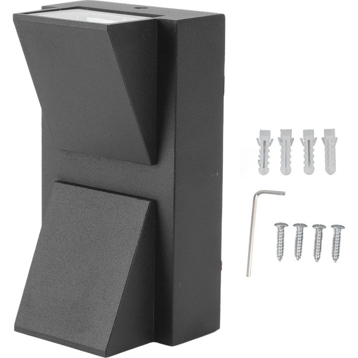 LED аплик за стена 12W, алуминий, водоустойчив, 14.4x8x6.5cm, топла светлина