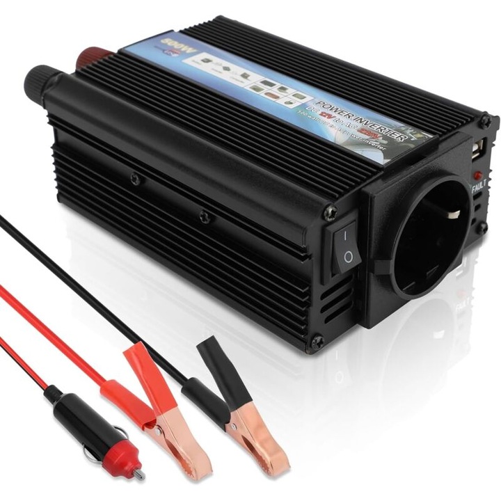 Invertor 12V 350W aluminiu modificat unda sine