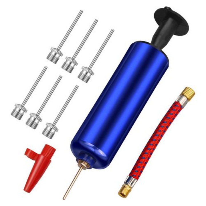 Labda pumpa készlet 7 tűs adapter szelepekkel, kék, kompakt, ergonomikus