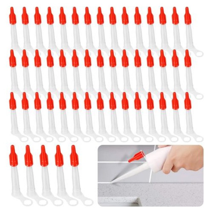Set 50 duze silicon alb si capace etansare rosu 10.5x4cm pentru etansare si reparatii