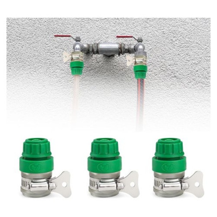 3 db csapadapter készlet, gyorscsatlakozás, rozsdamentes acél, 37.8x60mm