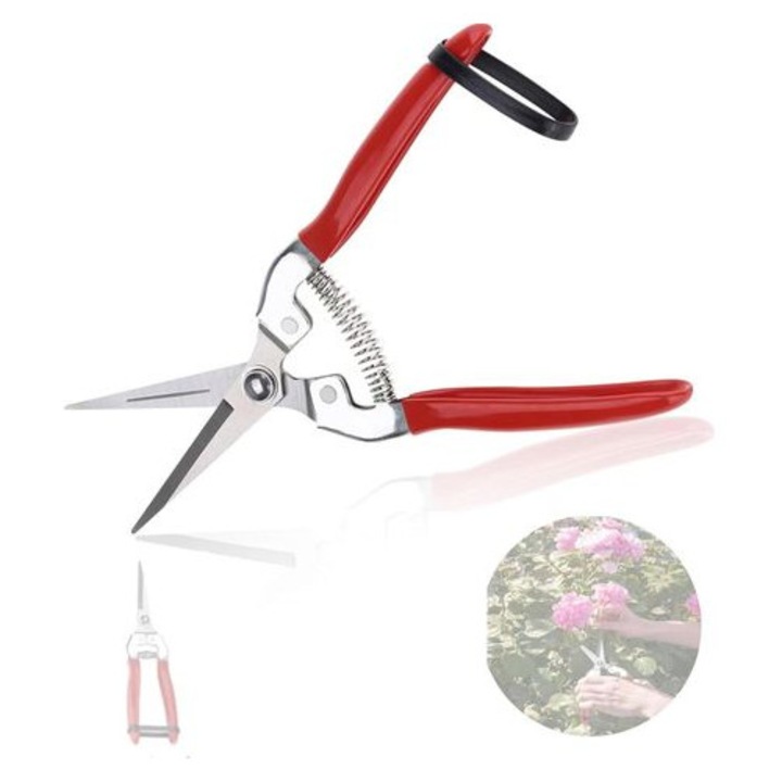 Kerti olló, vágó, rozsdamentes acél, ergonomikus fogantyúk, 20cm