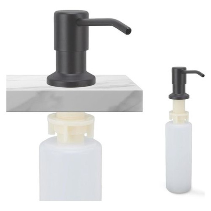 Adagoló szappan adagoló rozsdamentes acél 350ml fekete 7,8x28cm