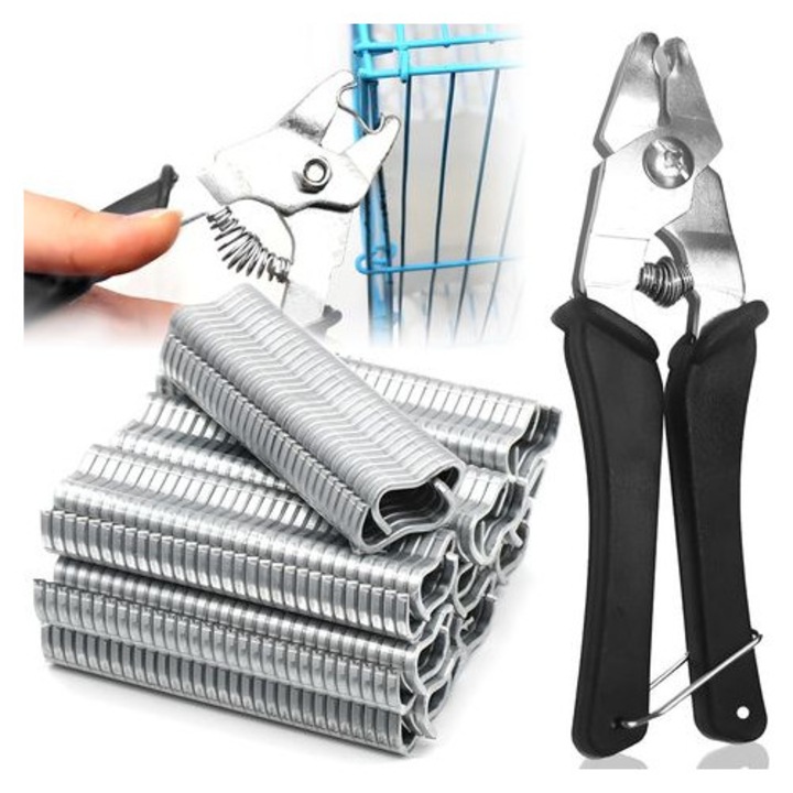 Agrafatoare pentru plase metalice, 16.5cm, otel galvanizat, ergonomic