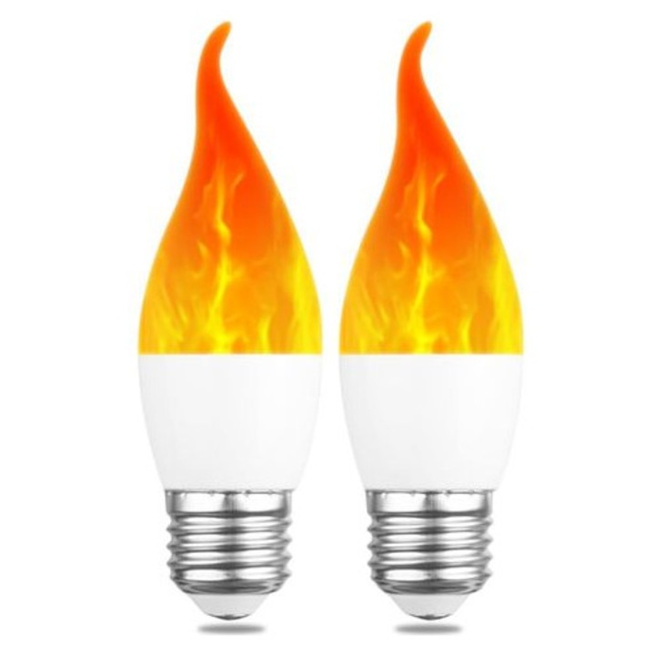 2 db LED Lánghatású Izzó Készlet, 2W, E27, Meleg Narancssárga, 3x7cm