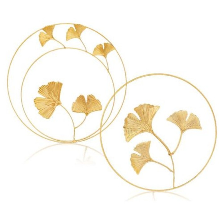 Decoratiune perete metal, set 2 piese, auriu, 40x60cm