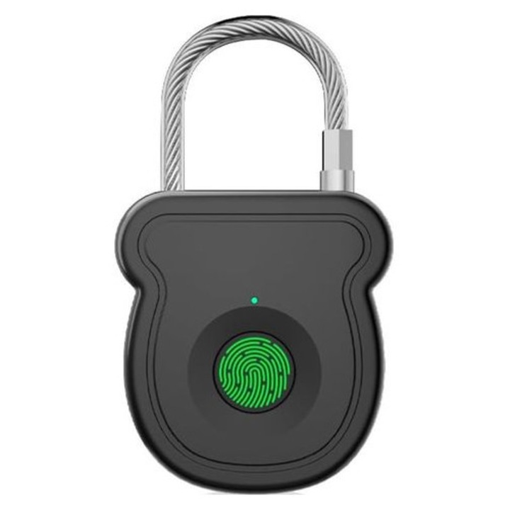 Intelligens ujjlenyomat-lakat, 20 felhasználó, USB-C töltés, fekete