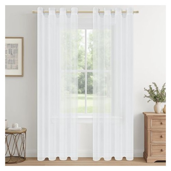 2 db fehér voile függöny szett 134x240cm, átlátszó, könnyedén szellőző