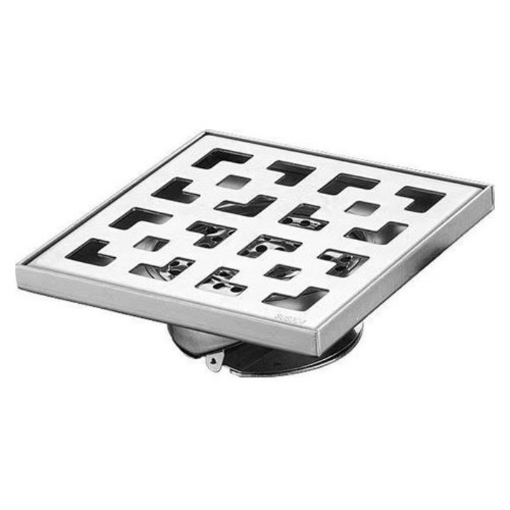 Rozsdamentes acél padlóösszefolyó 12x12cm szagtalanító és dugulásgátló hajszűrővel