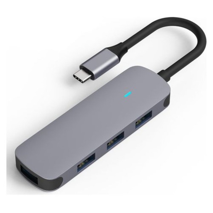 USB 3.0 elosztó 4 portos alumínium 9.2x2.9x1.2cm fekete