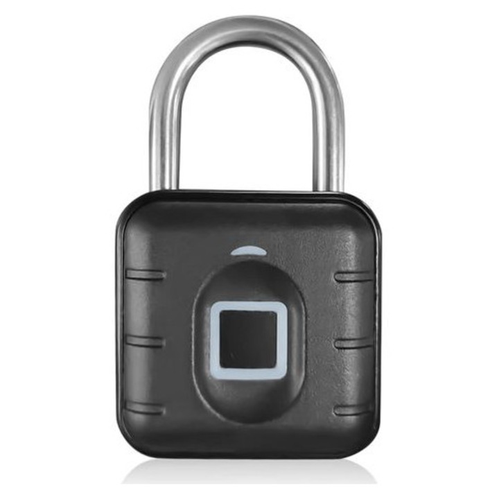Időjárásálló ujjlenyomat lakat, USB töltés, 20 ujjlenyomat, rozsdamentes acél, 8x3cm