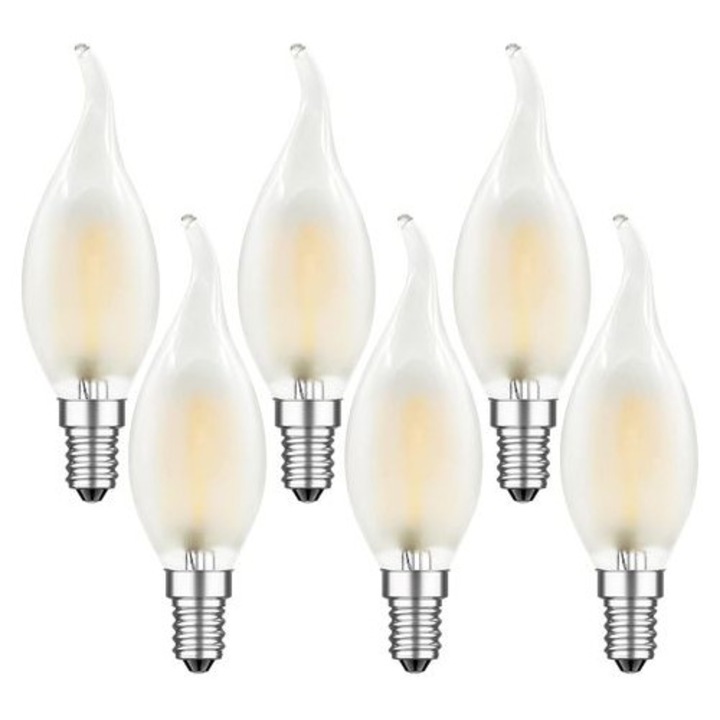 6 db E14 Vintage LED Izzó Készlet, 4W, Meleg Fehér, 2700K, 400lm, Szabályozható