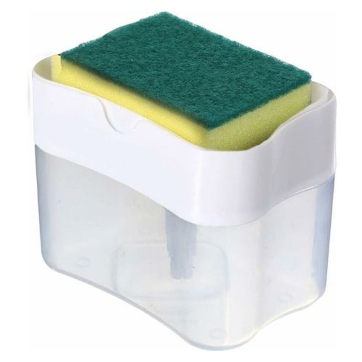 Dispenser sapun lichid pentru vase, capacitate 380ml, alb, compact