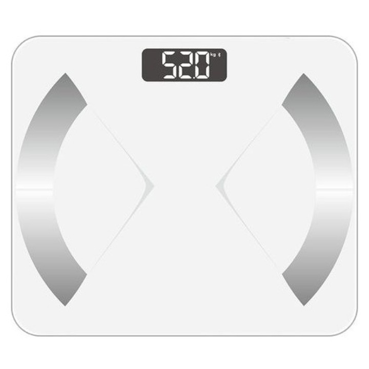 Дигитален кантар за тяло с Bluetooth, 8 измервания, LED екран, закалено стъкло, 180кг