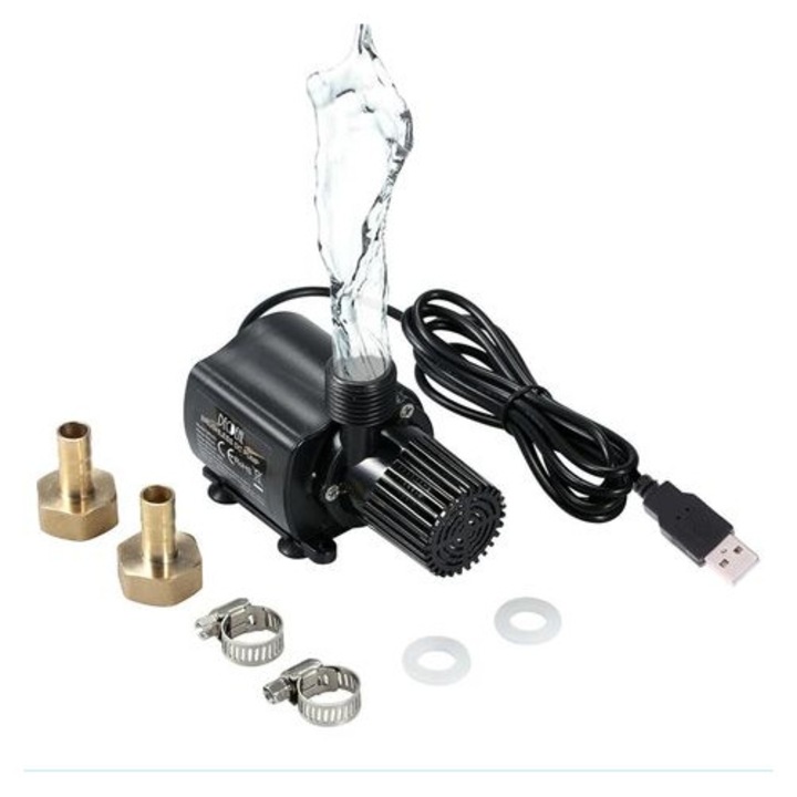 Merülő vízpumpa 5V 500L/h, 2 fúvóka, csendes, 20mm, 1.5m kábel
