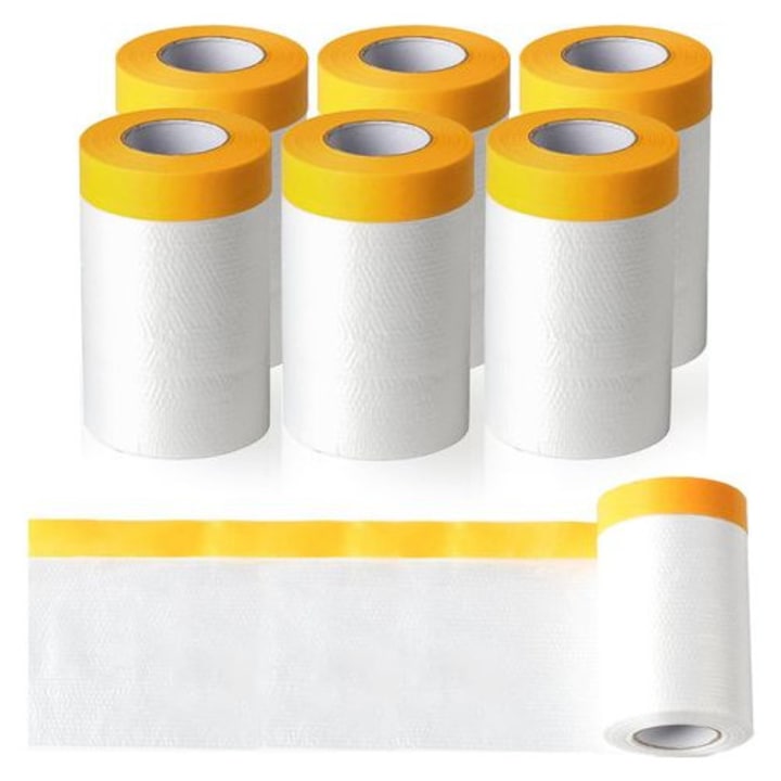 Set 6 role folie mascare autoadeziva transparenta 40x2000cm pentru protectie suprafete
