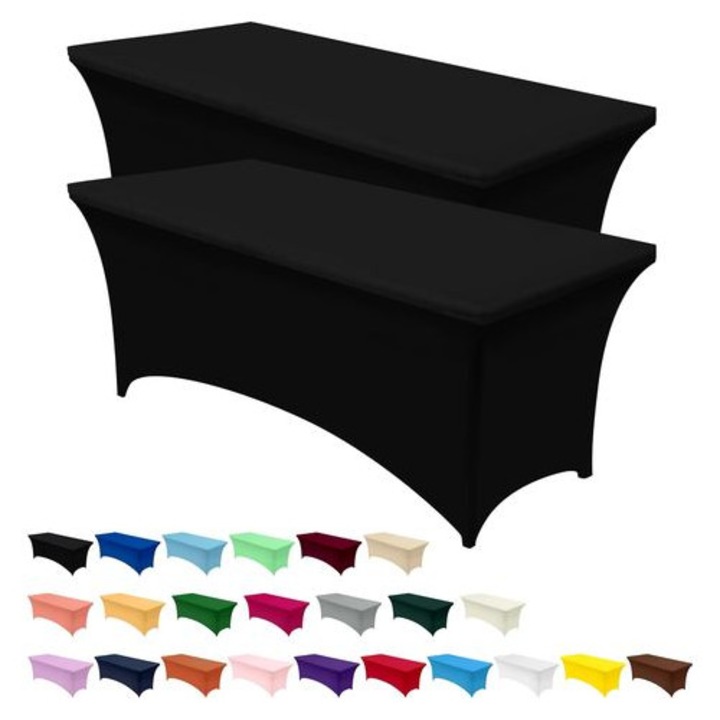 Kihúzható asztalterítő 183x76x76cm, 2 db-os szett, fekete, poliészter elasztán