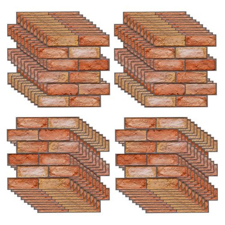 30 db öntapadós 3D dekoratív panel, kőutánzat, 30x30cm, többszínű