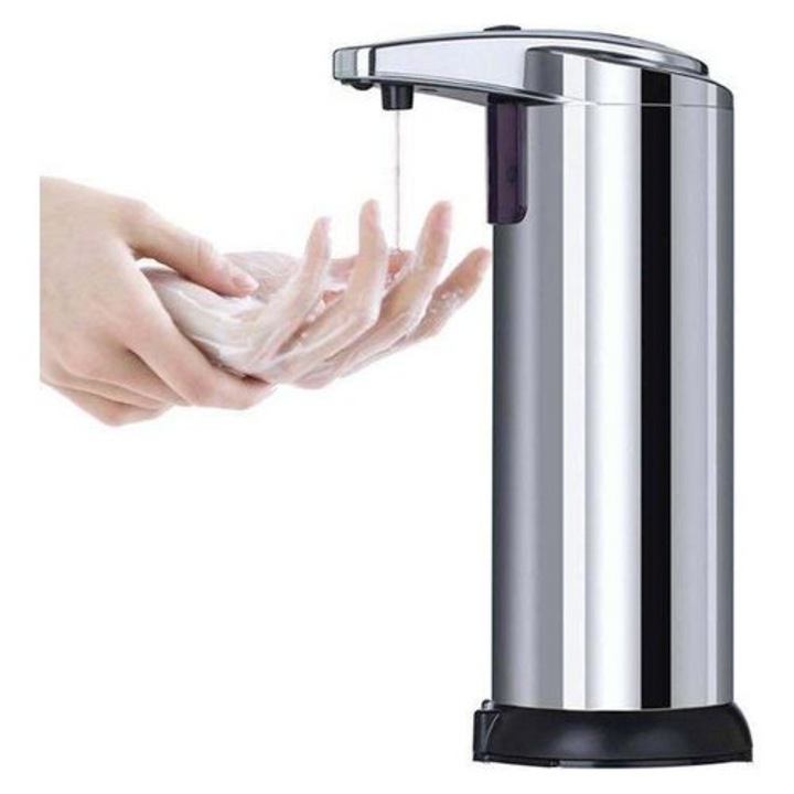 Automata szappanadagoló, 350ml, inox, állítható, vízálló, 10.5x7.5x20.5cm
