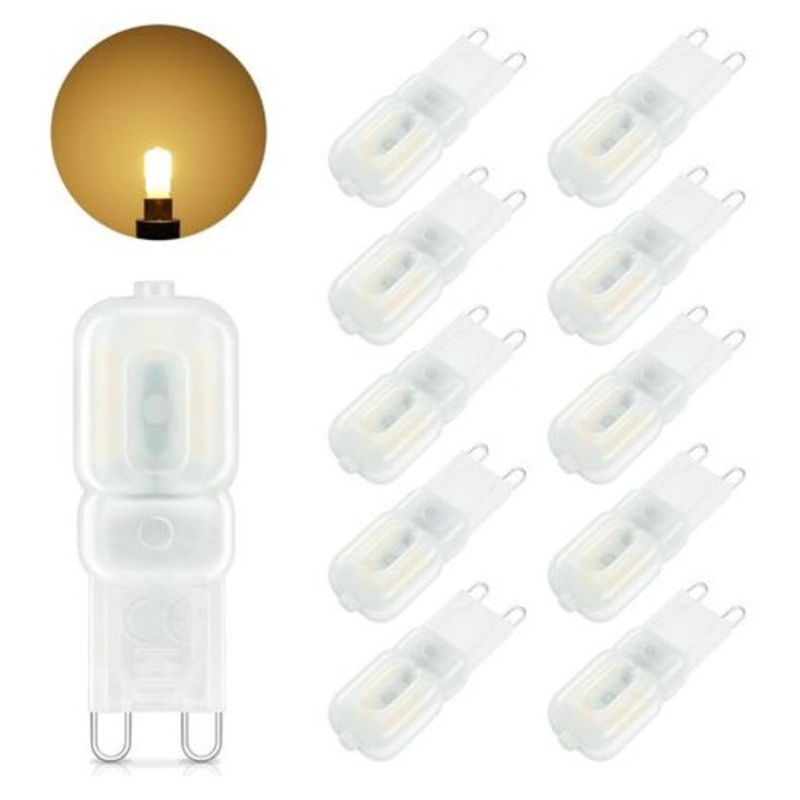 10 db G9 3W 3000K meleg fehér 500LM 360° LED izzó készlet