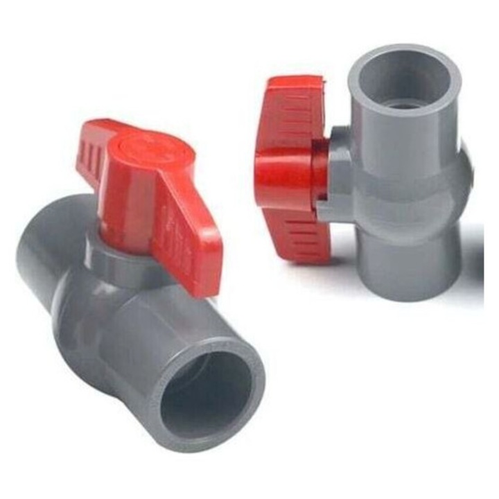 PVC gömbcsap 40mm kétutas piros karral