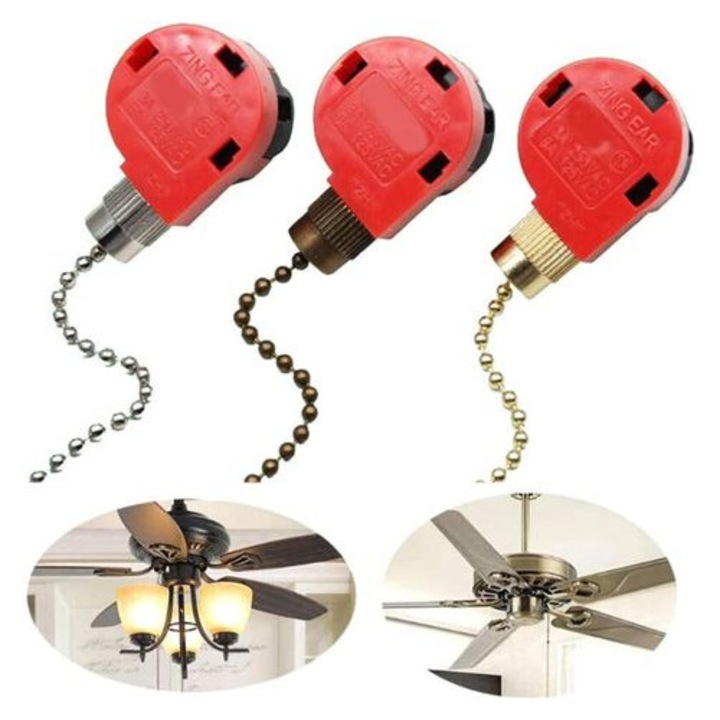 Mennyezeti ventilátor kapcsoló 3 sebességes 4 vezetékes húzózsinóros mechanizmus