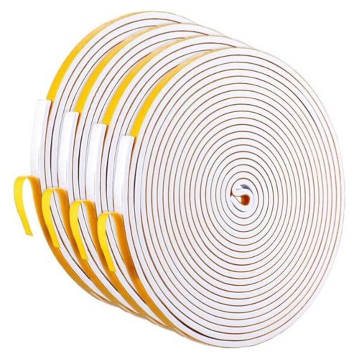 4 db habszivacs tömítőszalag készlet, 6x3mm, sárga-fehér, összesen 20m