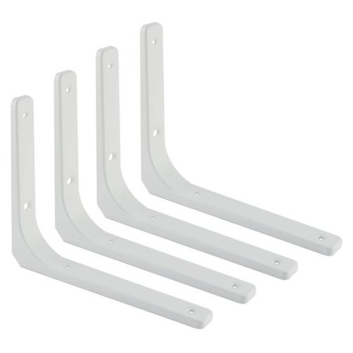 Fehér fém polctartó készlet, 4 db, 200x150x30mm, robusztus