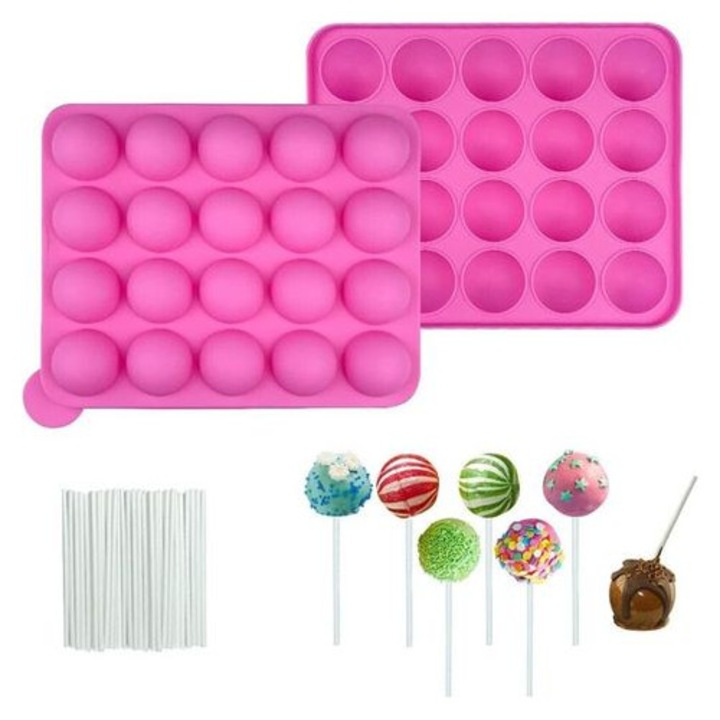 Set 20 forme silicon pentru acadele, 23x19x3cm, 20 bete, multicolor