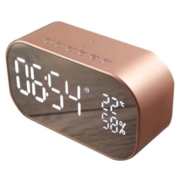 Többfunkciós Bluetooth 4.2 hangszóró, 6W, champagne, 10m, 3.7V 1800mAh
