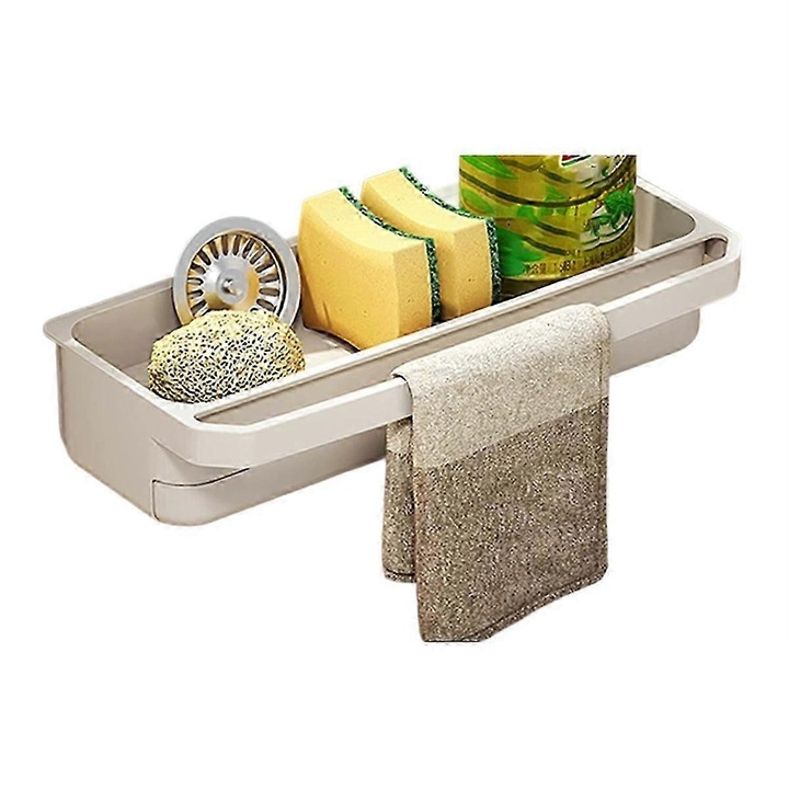 Raft organizator chiuveta bucatarie plastic alb 30x15x10cm