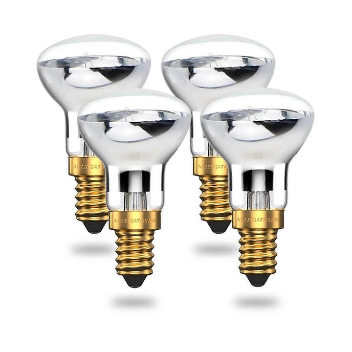 Комплект крушки, 4 броя, R39, 25W, E14, За лава лампа, 150 lm, Топъл цвят