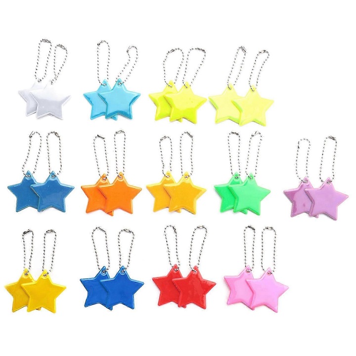 Set 26 pandantive reflectorizante copii, multicolor, 3x3cm