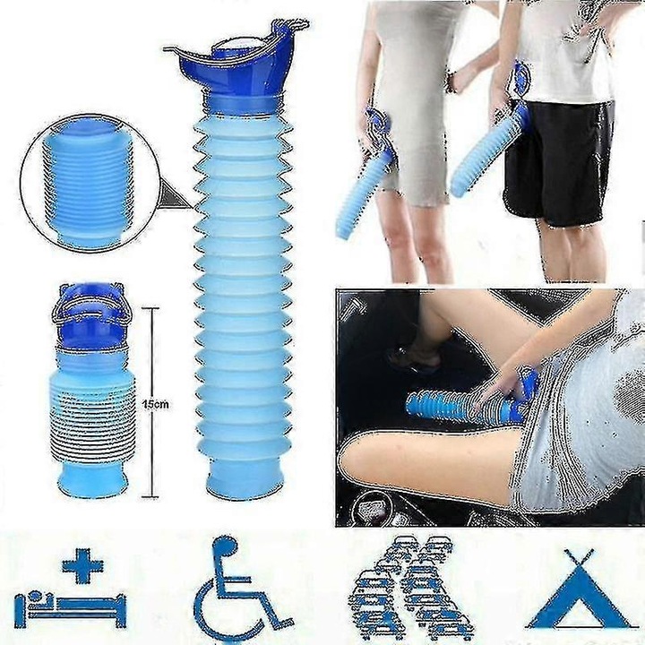 Urinal portabil pliabil 750ml, unisex, albastru, 7x18cm