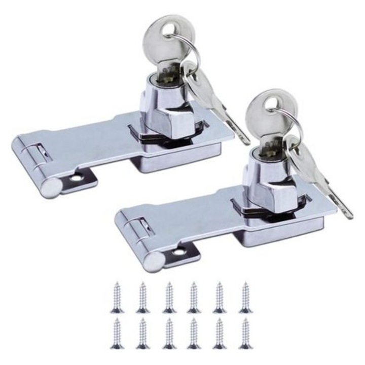 2 db krómozott fém retesz 7,6 cm lakattal