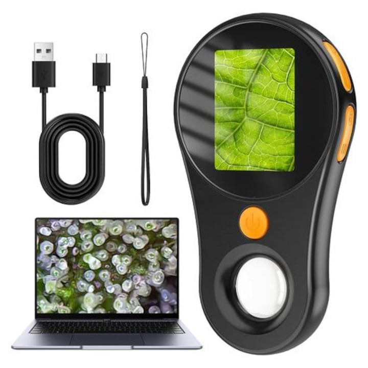 Microscop digital portabil 200X, ecran IPS 2.0'', negru, 13.2x8.2x3.7cm