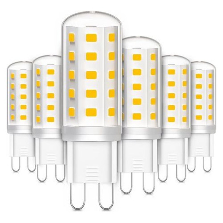 6 db G9 3W LED izzó készlet, meleg fehér 2700K 380LM 25.000h