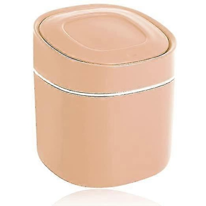 Cos de gunoi birou, capac arc presiune, roz, 13.5x15.5cm