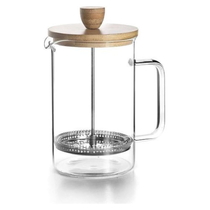 Kézi kávéfőző 800ml boroszilikát üveg fa fedél rozsdamentes acél