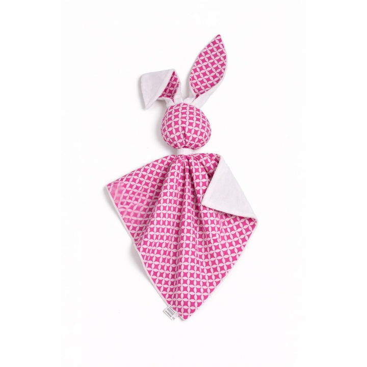 Плюшена играчка Bobono зайче двойно лице minky памук розов бял 20x15см