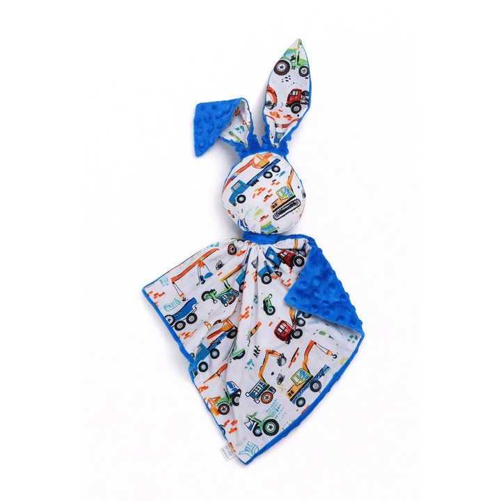 Плюшена играчка Bobono Заек, двулицева, синя, 25x20см