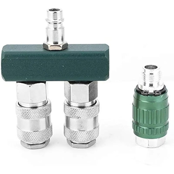 Conector pneumatic rapid 1/4 inch drept cu supapa reglabila, galvanizat