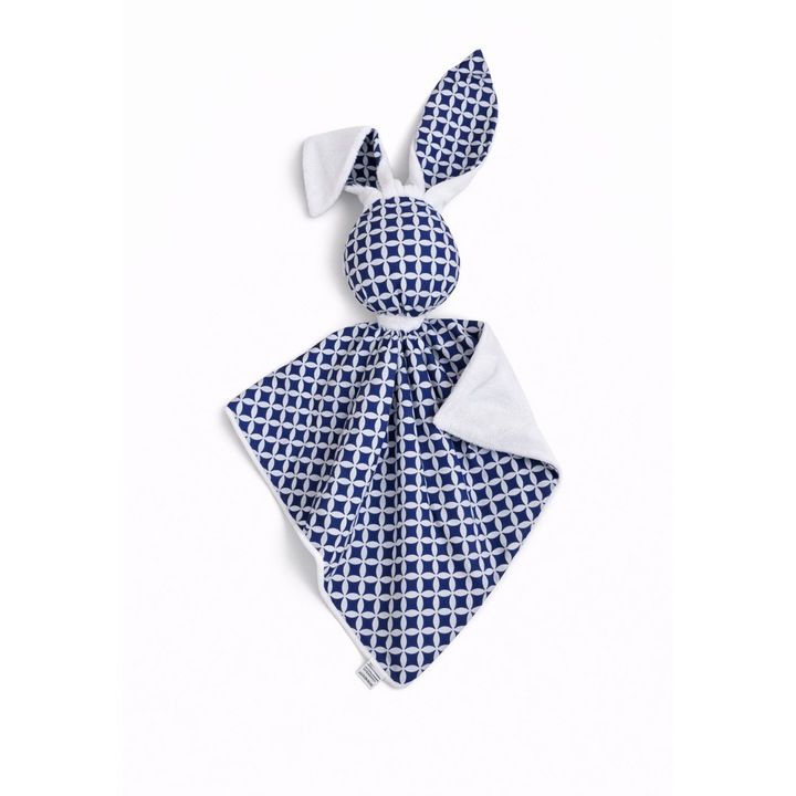 Плюшена играчка Bobono Заек DOUDOU памук minky бял син 20x15см