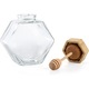Set 4 borcane hexagonale miere, lemn natural, capac pluta, 220ml