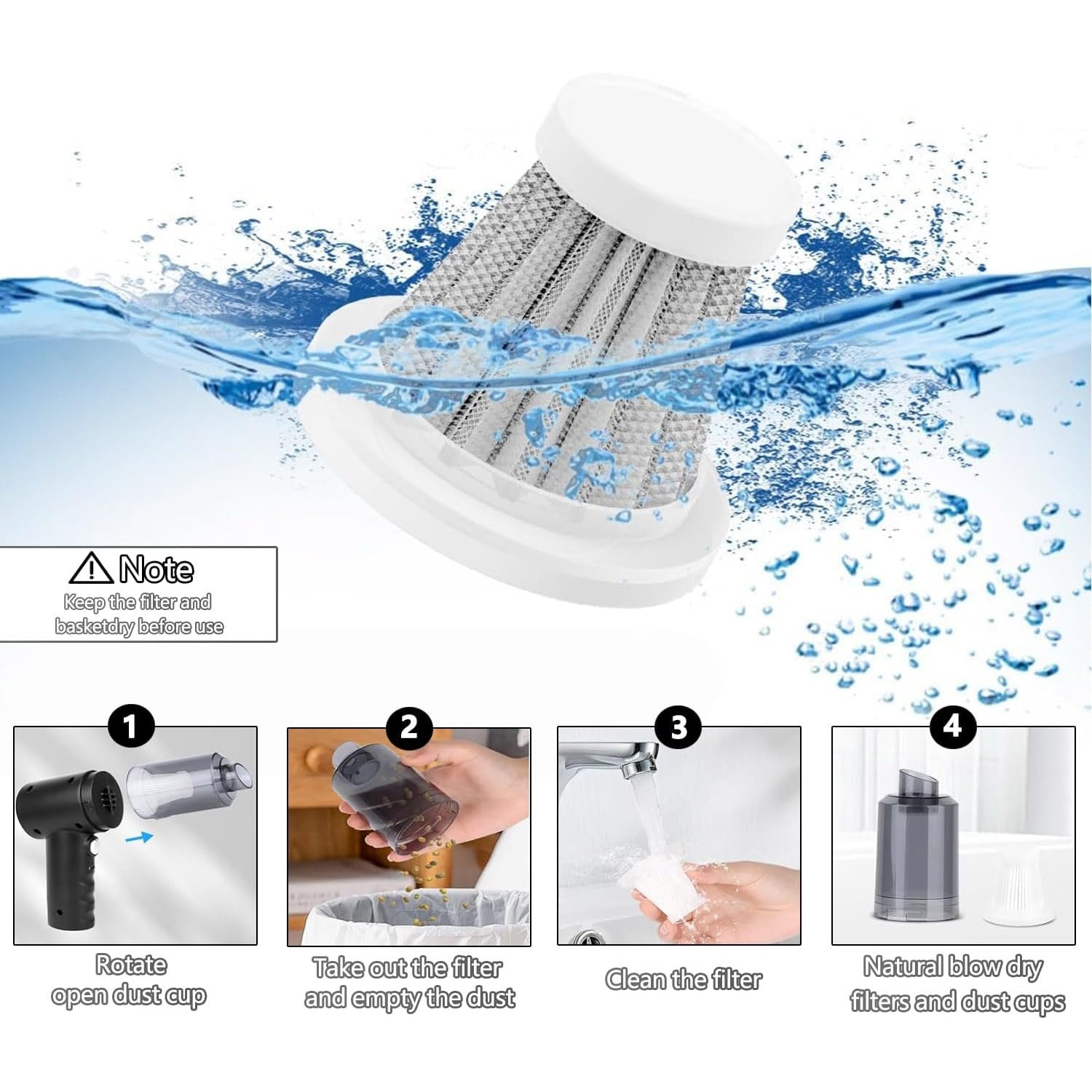 Aspirator portabil fara fir, putere 22000Pa, multifunctional, compact, USB-C