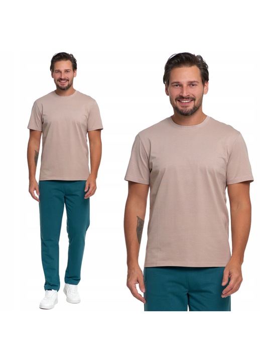 Férfi póló, Moraj, Elegáns, Puha, Bézs, 100% pamut