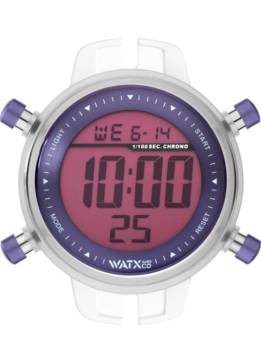 Ceas dama Watxandco RWA1095 digital transparent liliac 43mm