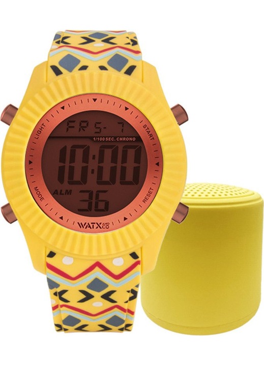 Ceas dama WATXANDCO RELOJ11_M digital silicon galben transparent 43mm