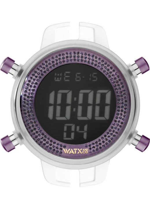 Ceas dama Watxandco RWA1057 digital transparent liliac 43mm