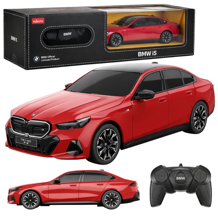 Rastar BMW i5 RC autó, piros, 20,4x8,7x6,2cm